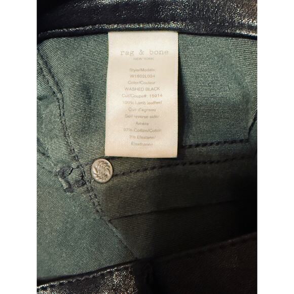 rag & bone / JEAN Washed Black Lamb Leather Skinny Pants – Size 24 - Picture 4 of 8
